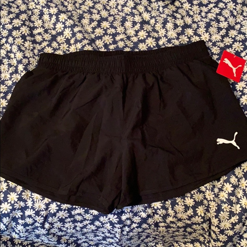 Puma all black running shorts